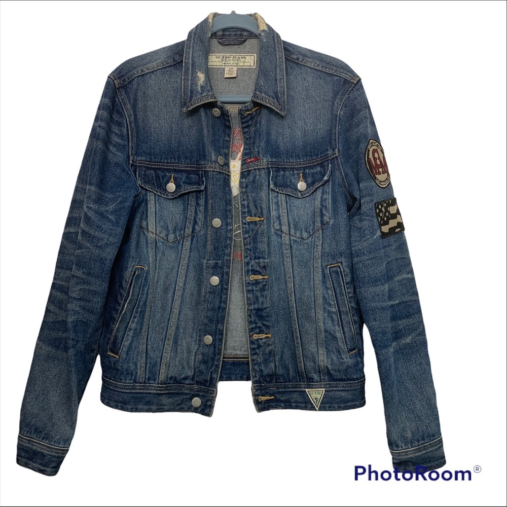 Guess Dillon Embroidered Flags Jacket Size Small - Picture 1 of 8